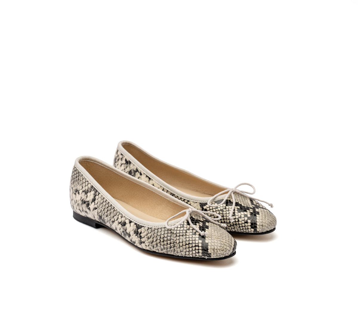Bailarina Sandrine Serpiente negro y beige