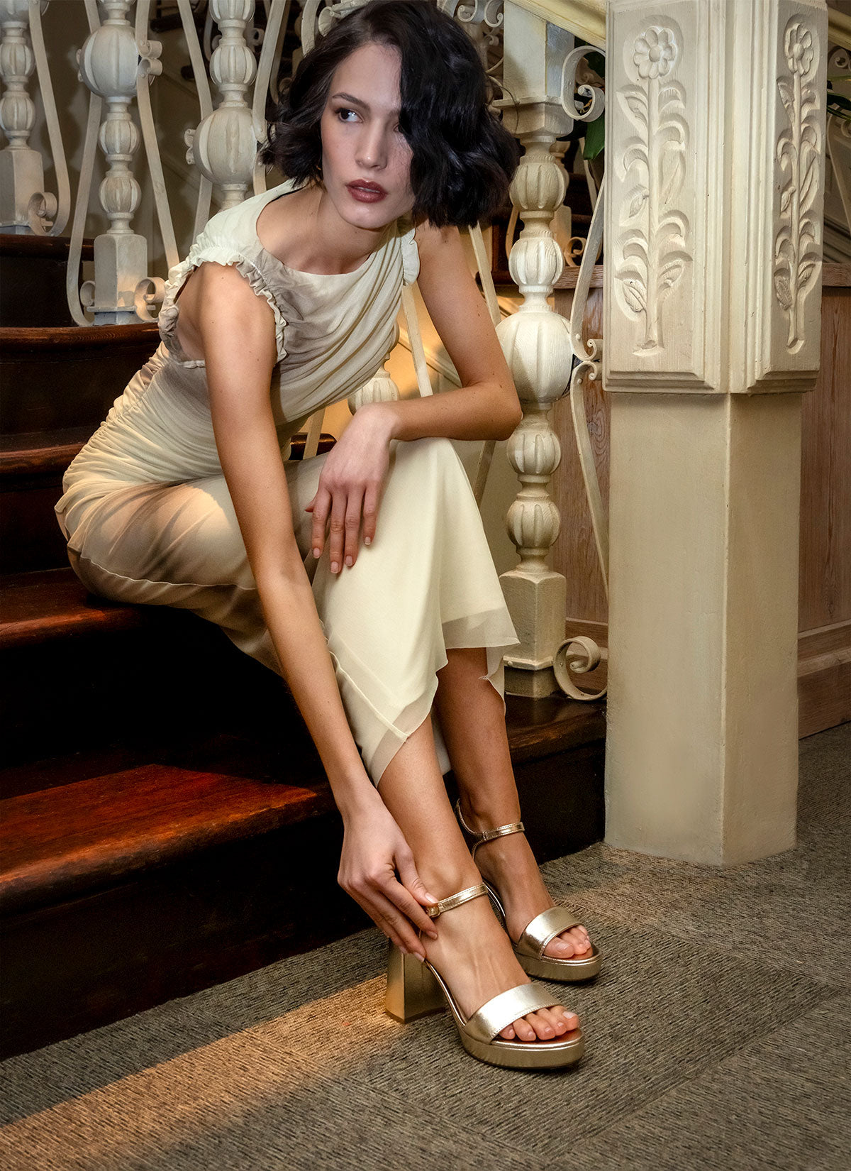 Pietra Champagne High-Heel Sandal