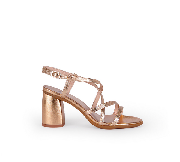 Cloe Gold Leather High-Heel Sandal