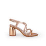 Cloe Gold Leather High-Heel Sandal