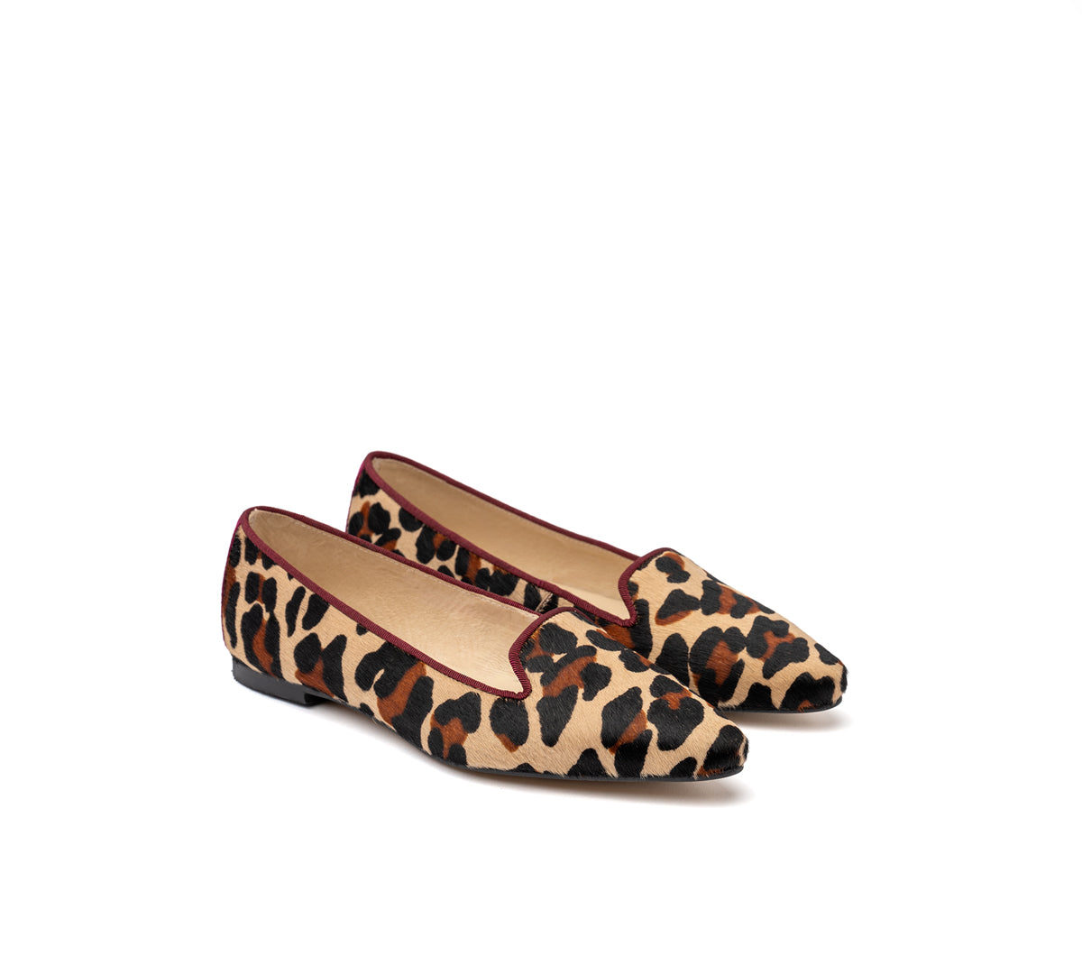 Slipper pelo de potro efecto Leopardo vivo burdeos