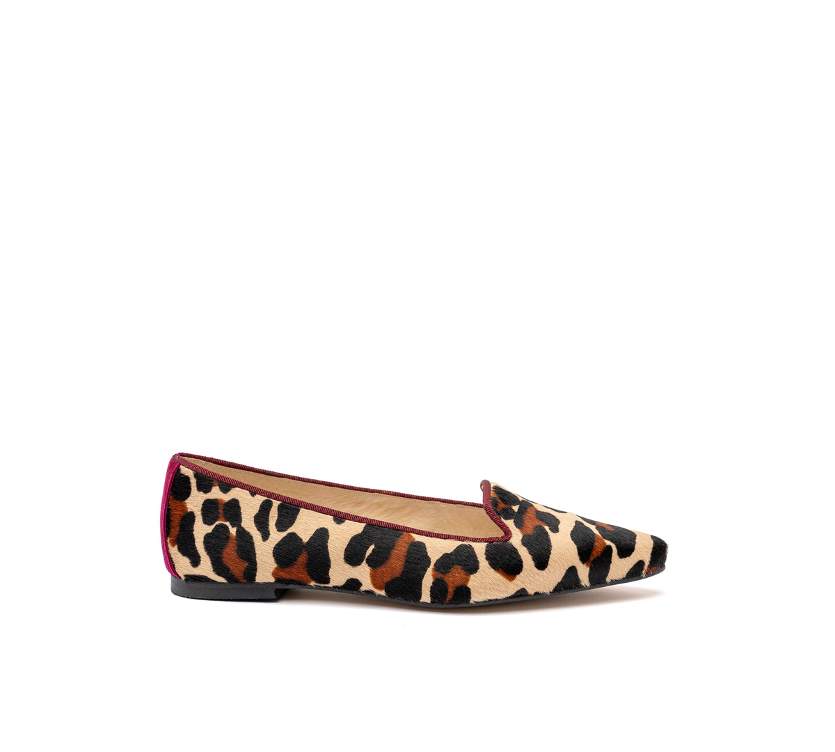 Slipper pelo de potro efecto Leopardo vivo burdeos