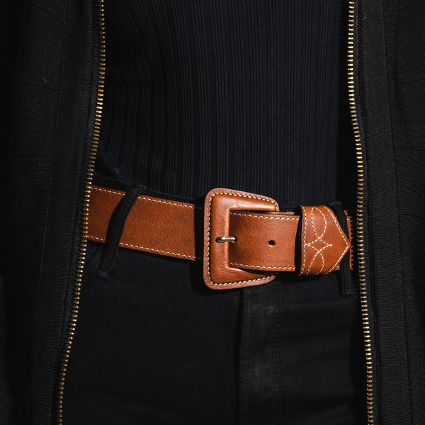 Texas Brown belt with lined buckle
