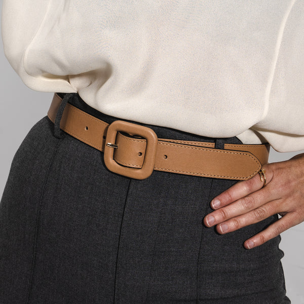 Chill Belt in Camel with Covered Buckle