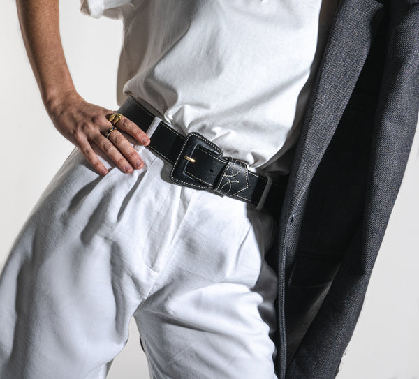 Texas Black belt with lined buckle