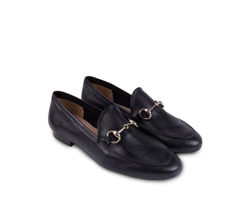 Canido Black Leather Moccasin