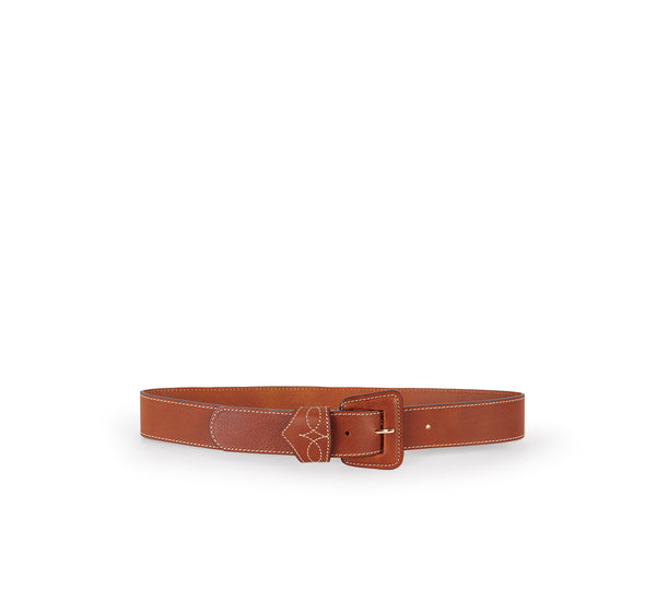Texas Brown belt with lined buckle