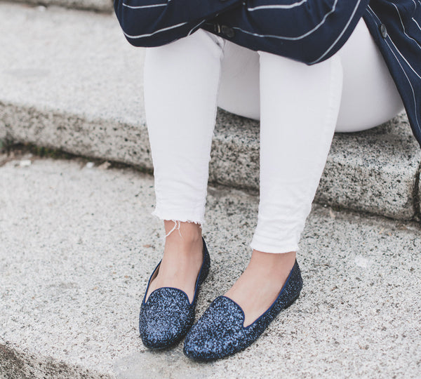 Glamour Slippers in Blue Glitter